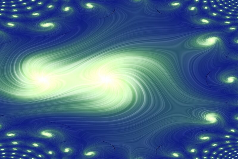 Abstract green and blue swirls