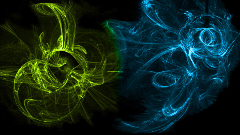Abstract green and blue swirls