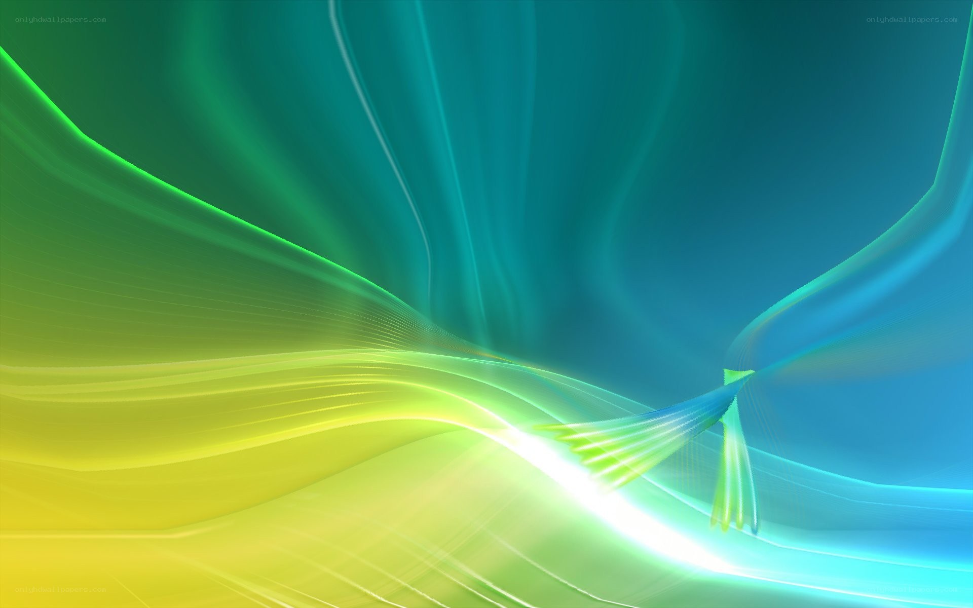 Abstract green and blue waves