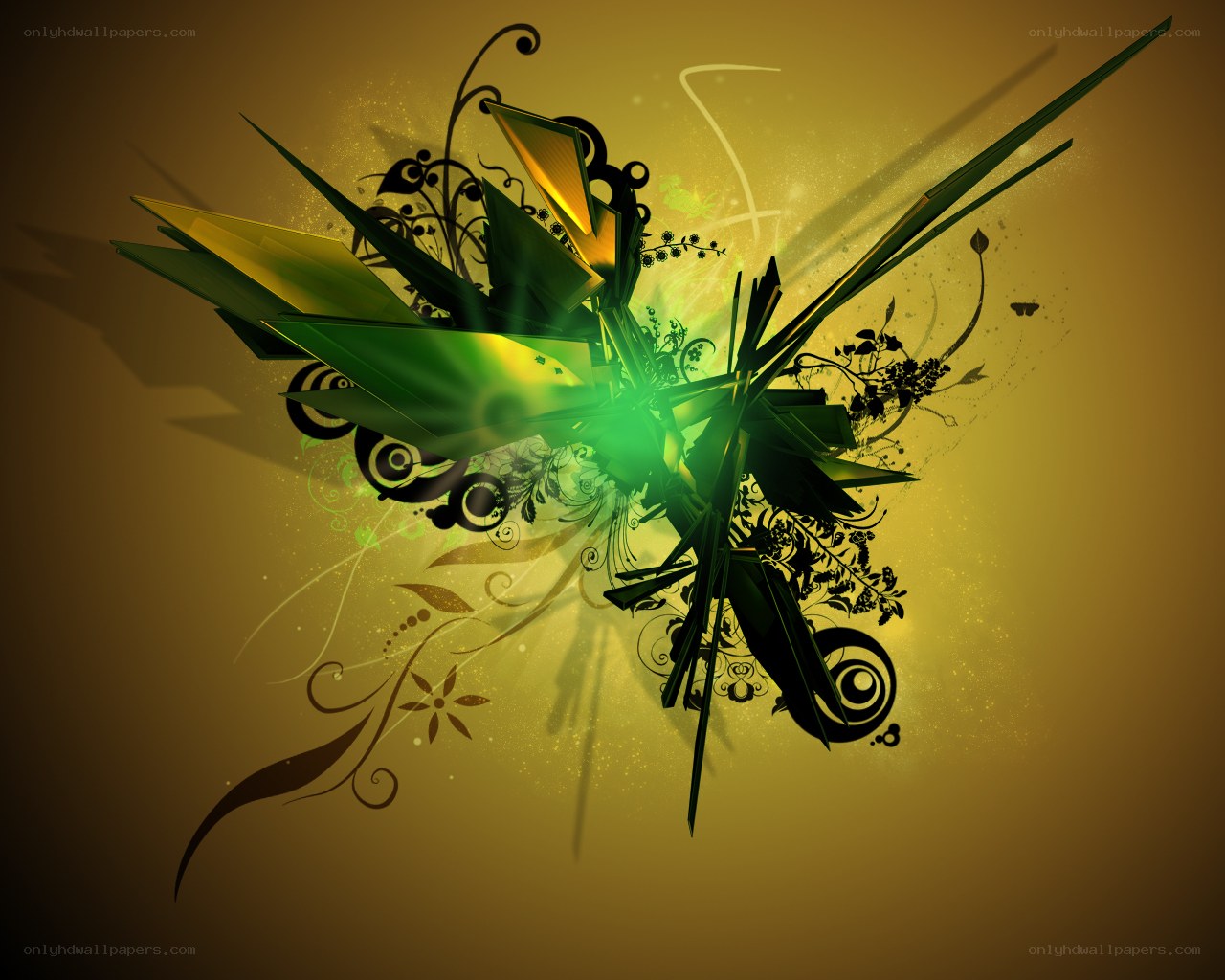 abstract green and gold design