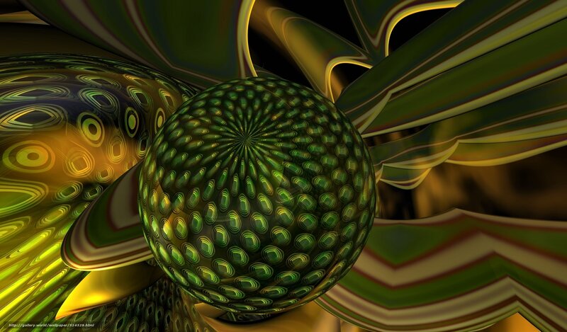 Abstract green and gold fractal art