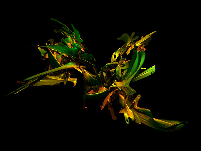 Abstract green and gold fractal form