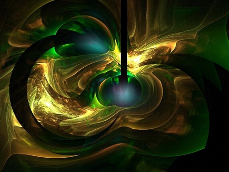 Abstract green and gold fractal swirl