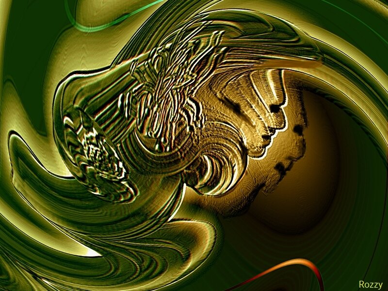 Abstract green and gold swirl