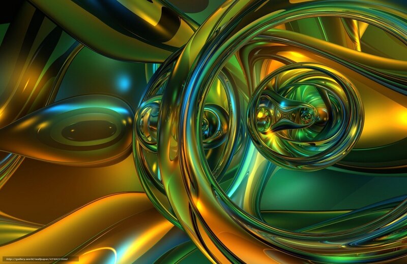 Abstract green and gold swirls