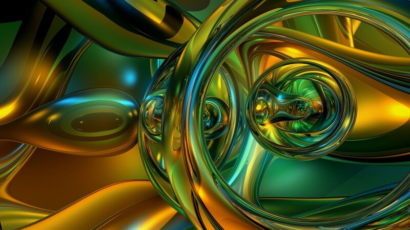 Abstract green and gold swirls