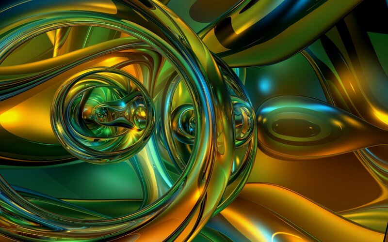 Abstract green and gold swirls