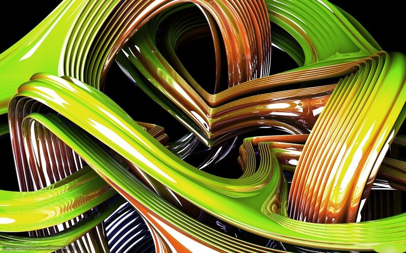 Abstract green and gold swirls
