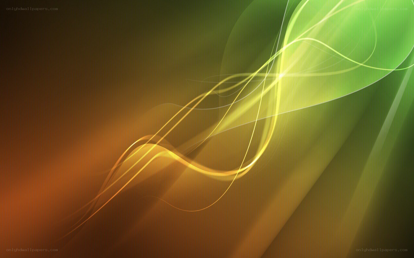 Abstract green and gold waves