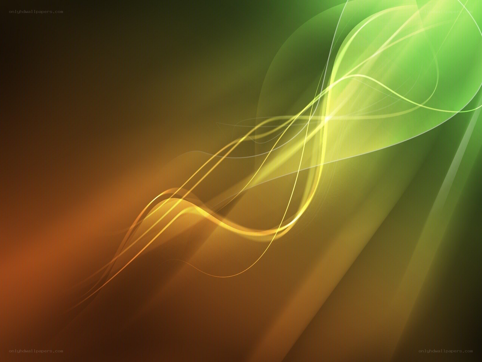 Abstract green and gold waves