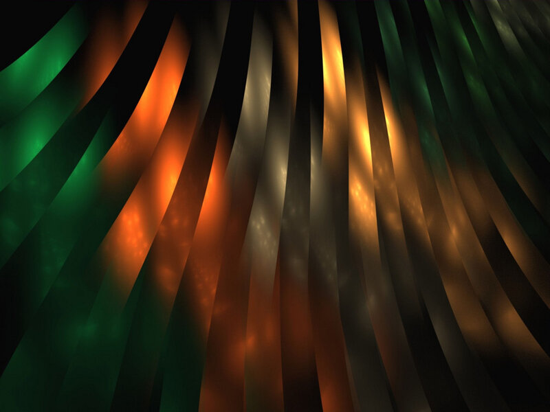 Abstract green and orange light waves