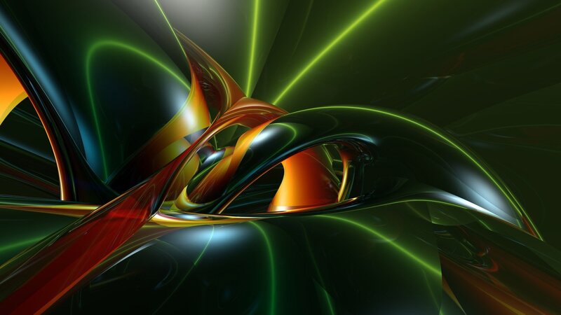 Abstract green and orange swirls