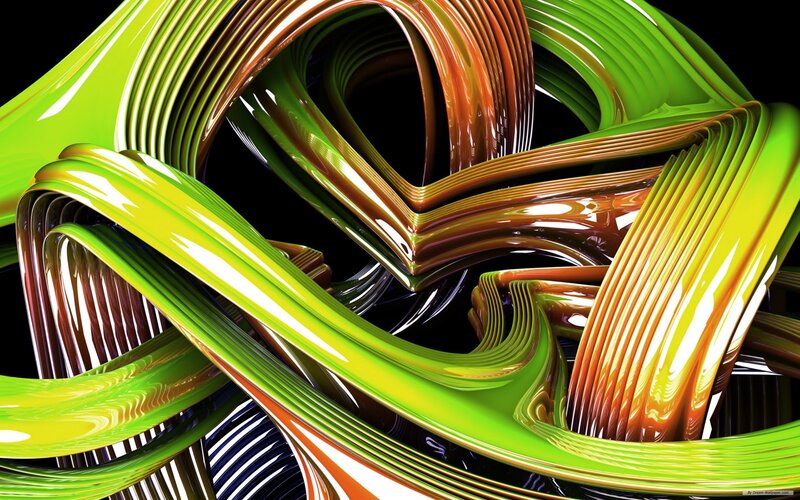 Abstract green and orange swirls