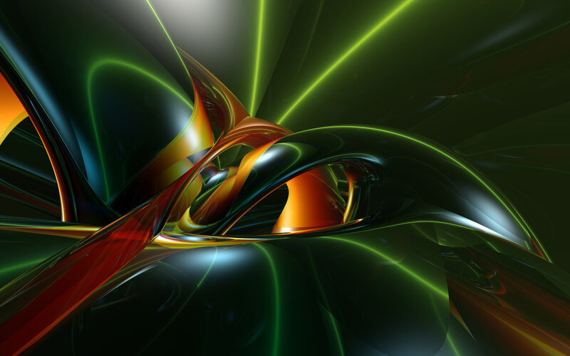Abstract green and orange swirls