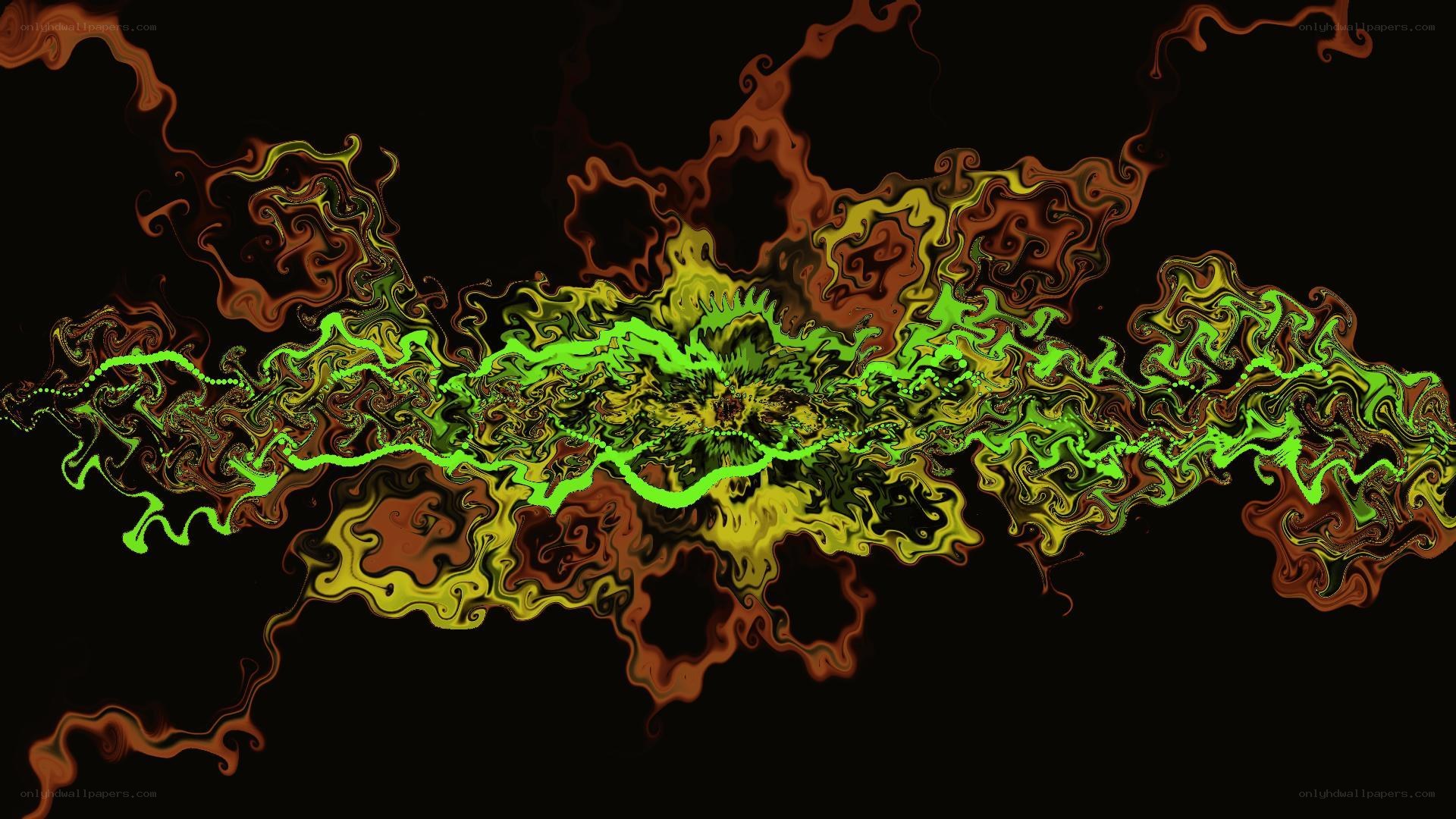 abstract green and orange swirls