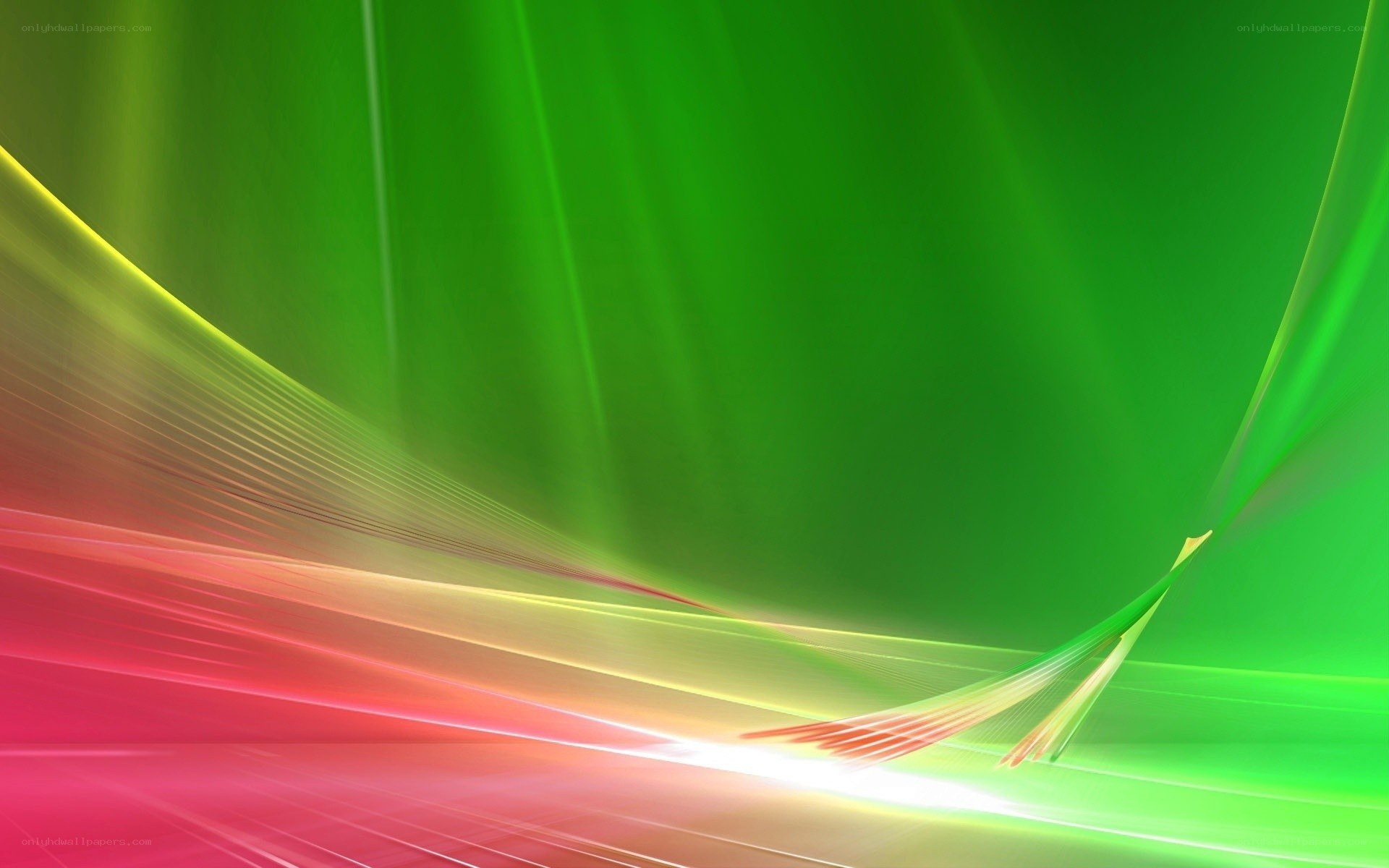 Abstract green and pink light waves
