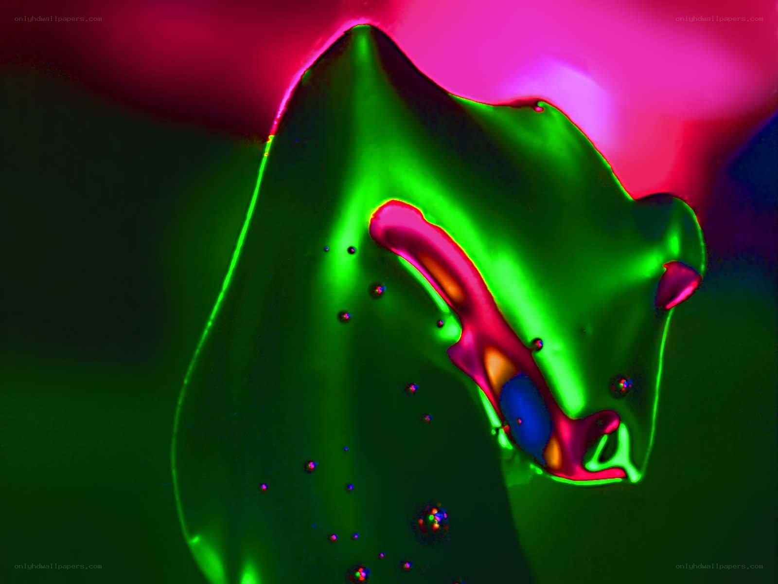 Abstract green and pink liquid form