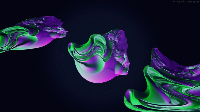 Abstract Green and Purple Forms — Mystical