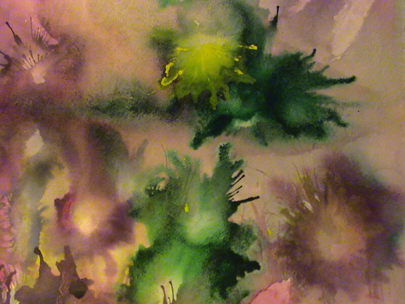 Abstract Green and Purple Forms
