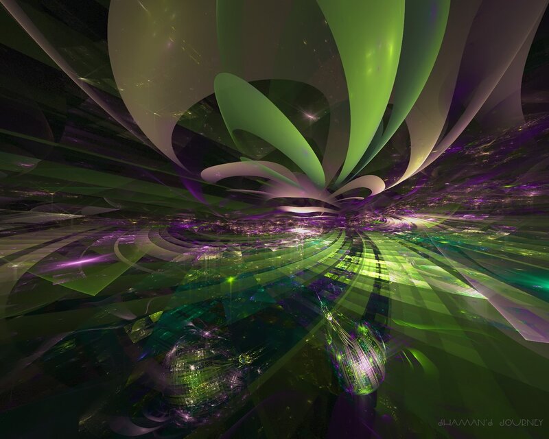 Abstract green and purple fractal