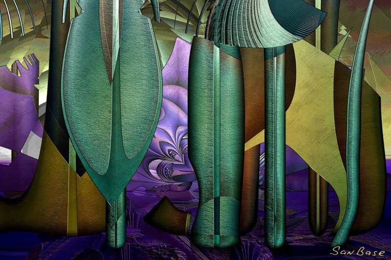 Abstract green and purple fractal art