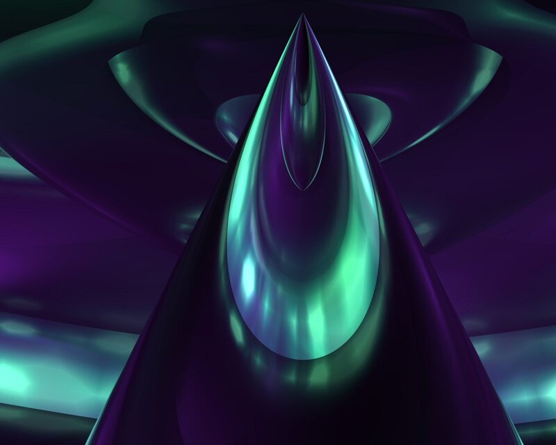 Abstract green and purple sculpture