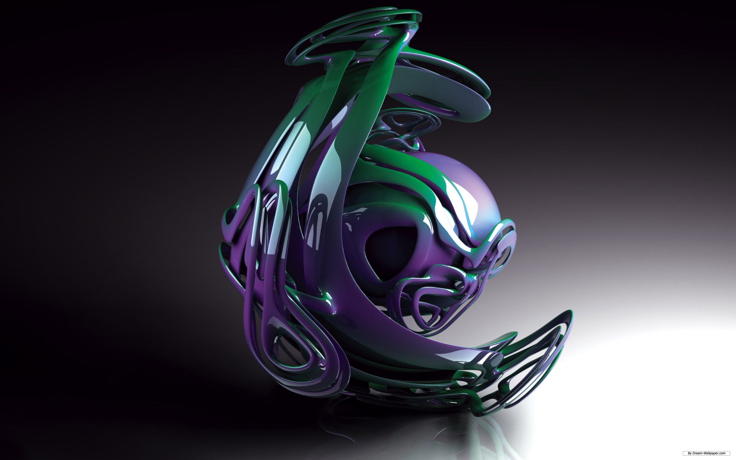 Abstract green and purple sculpture