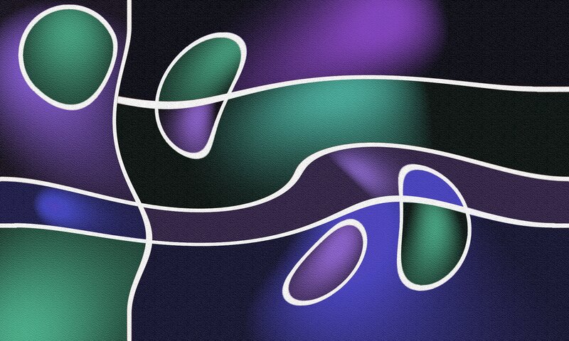 Abstract Green and Purple Shapes