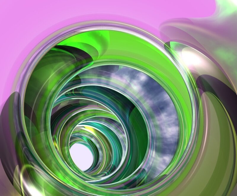 Abstract green and purple spiral