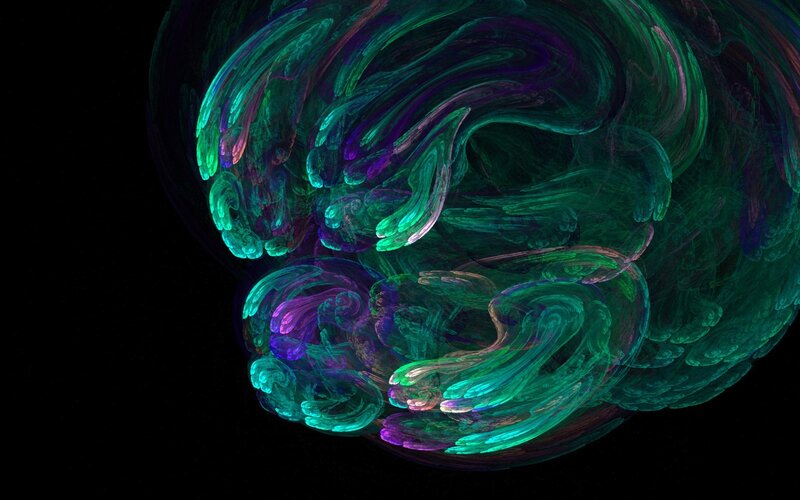 Abstract green and purple swirls