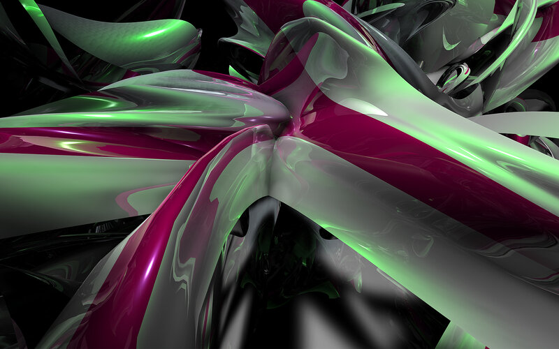 Abstract green and purple swirls