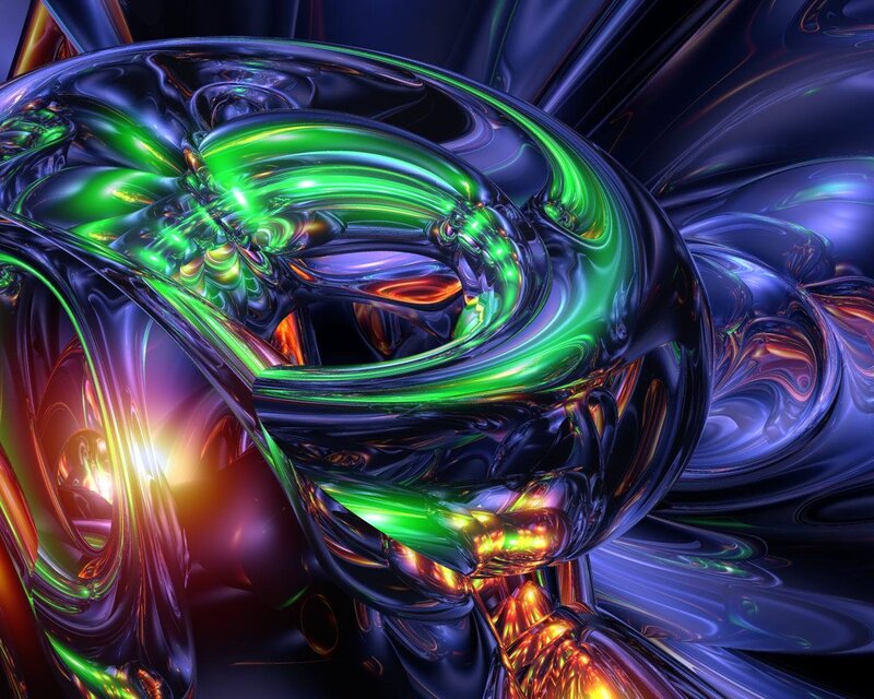Abstract green and purple swirls