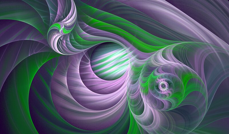 Abstract green and purple swirls