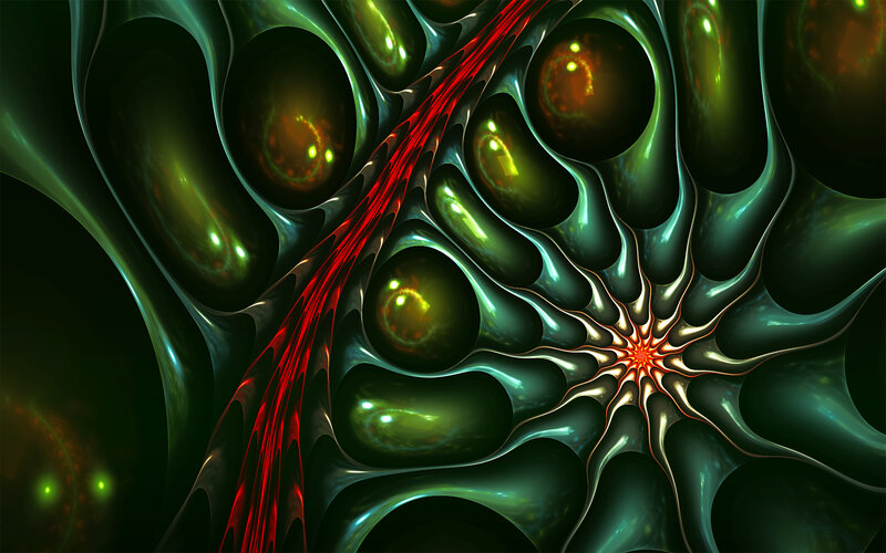 Abstract green and red fractal art