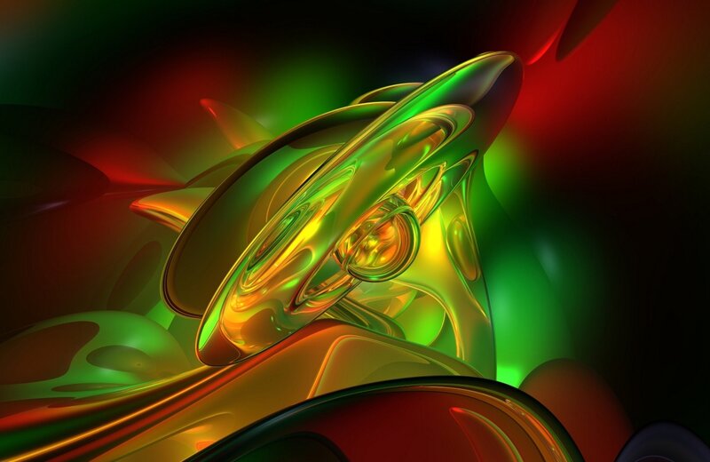 Abstract green and red fractal art