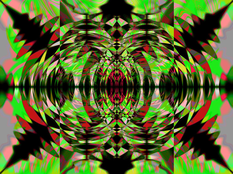 Abstract green and red kaleidoscope