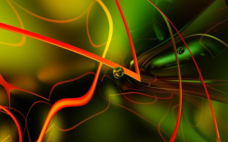 Abstract green and red lines