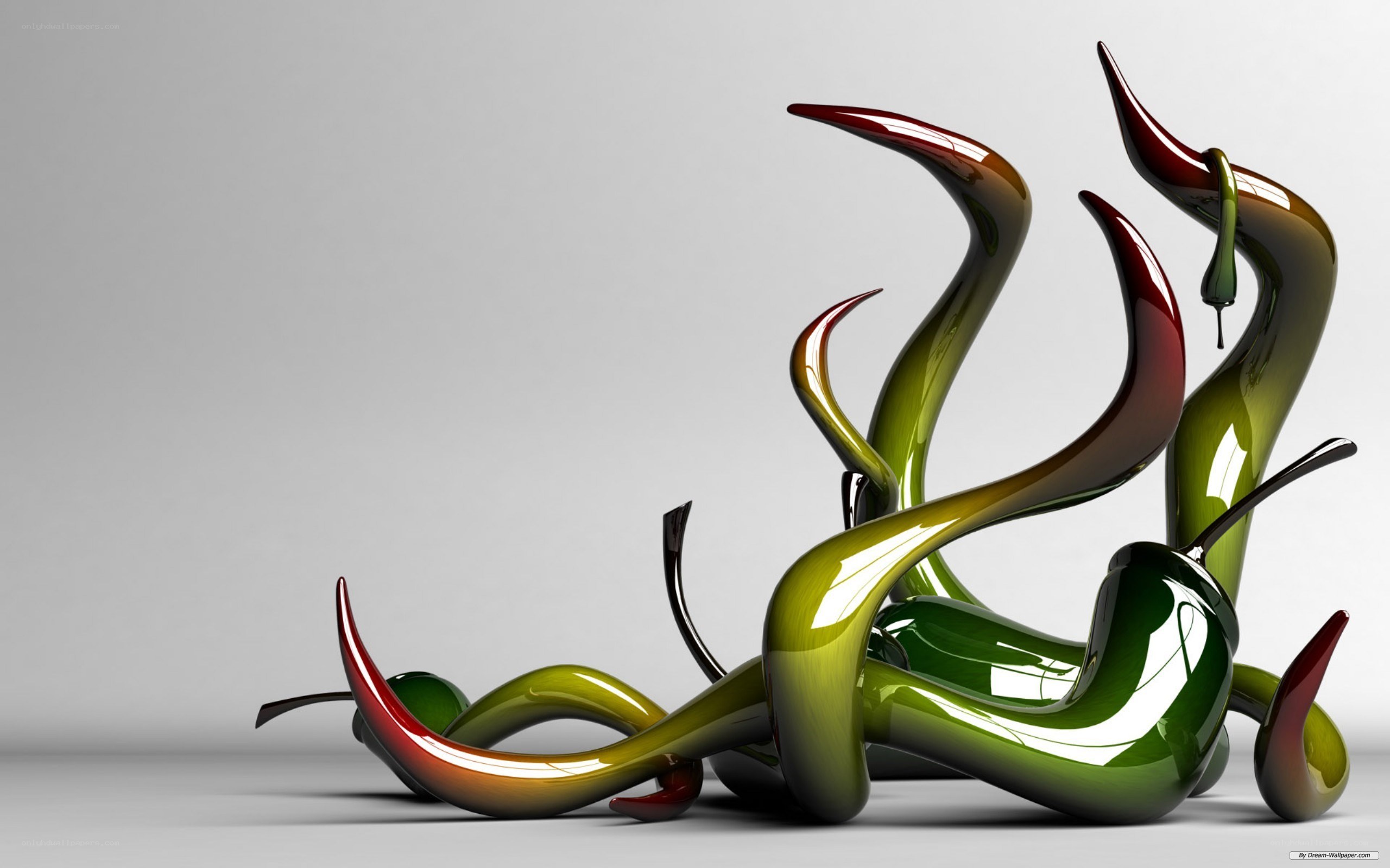 Abstract green and red sculpture