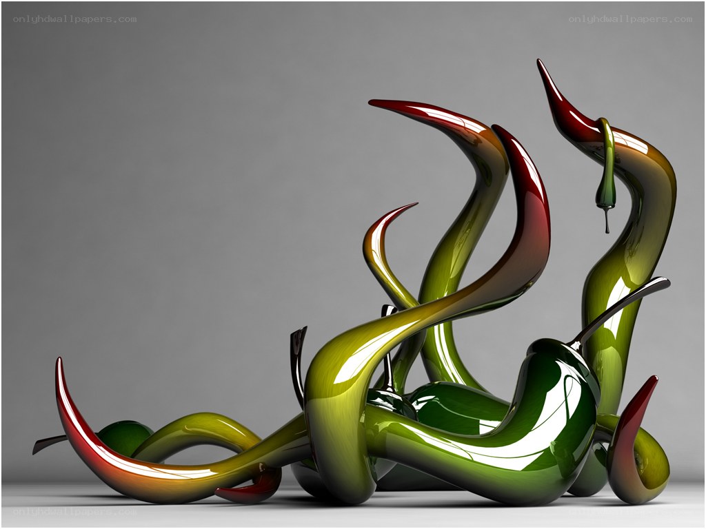 Abstract green and red sculpture