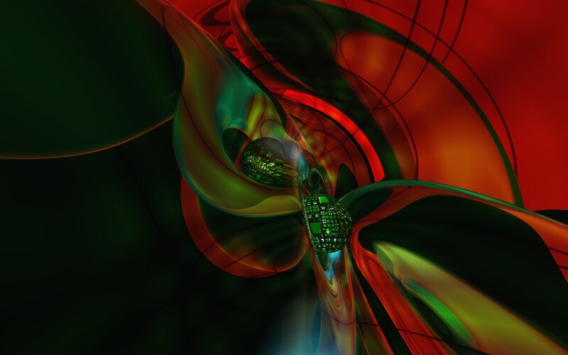 Abstract green and red swirls