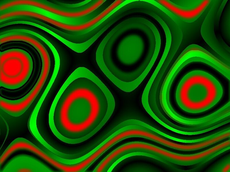 Abstract green and red swirls