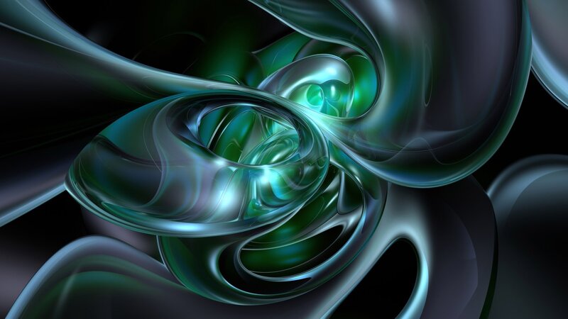 Abstract green and silver swirls