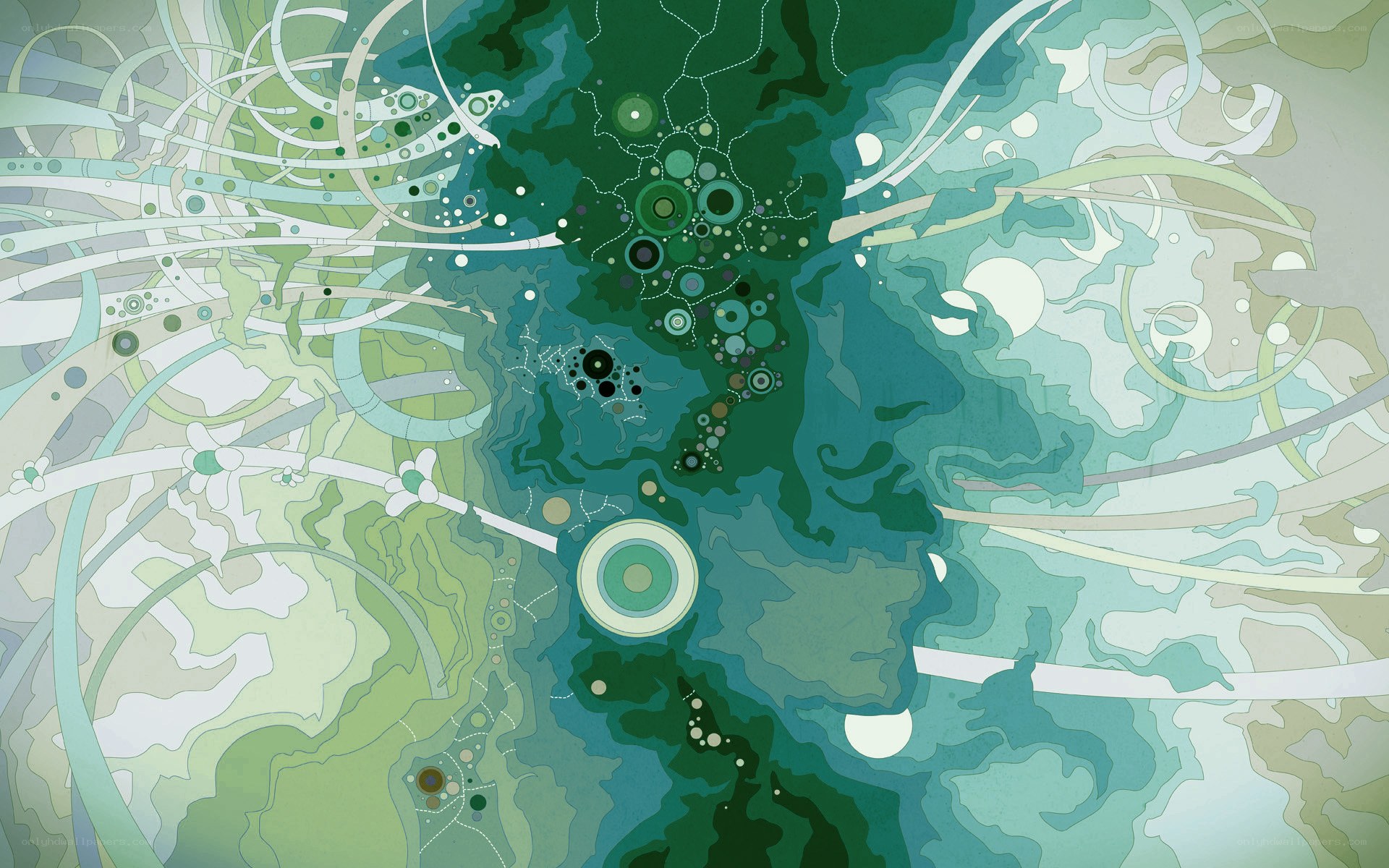 Abstract green and teal artwork