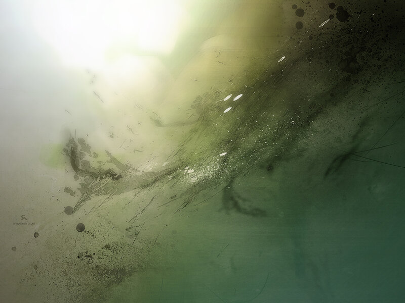 abstract green and white artwork