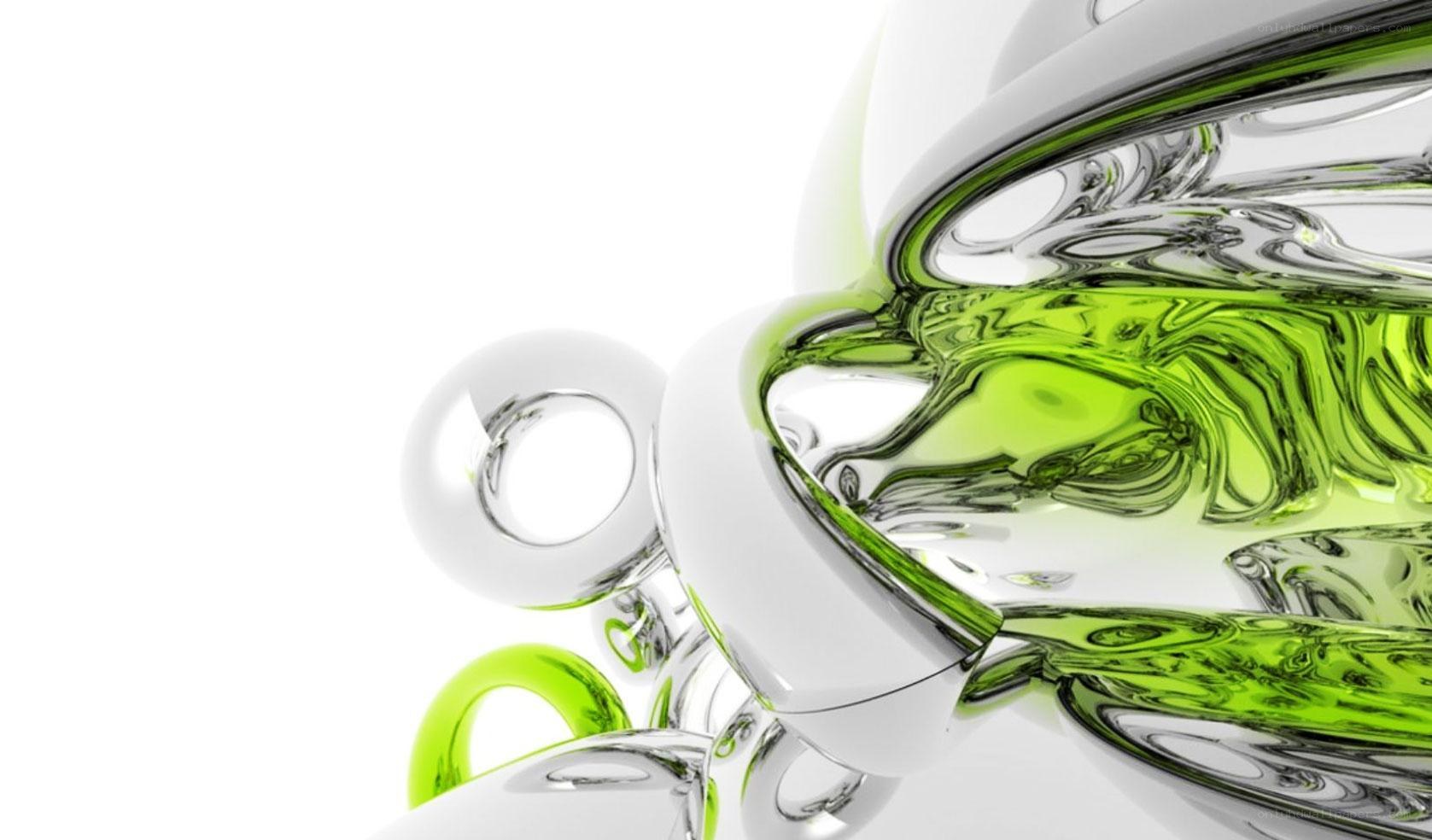 abstract green and white fluid shapes