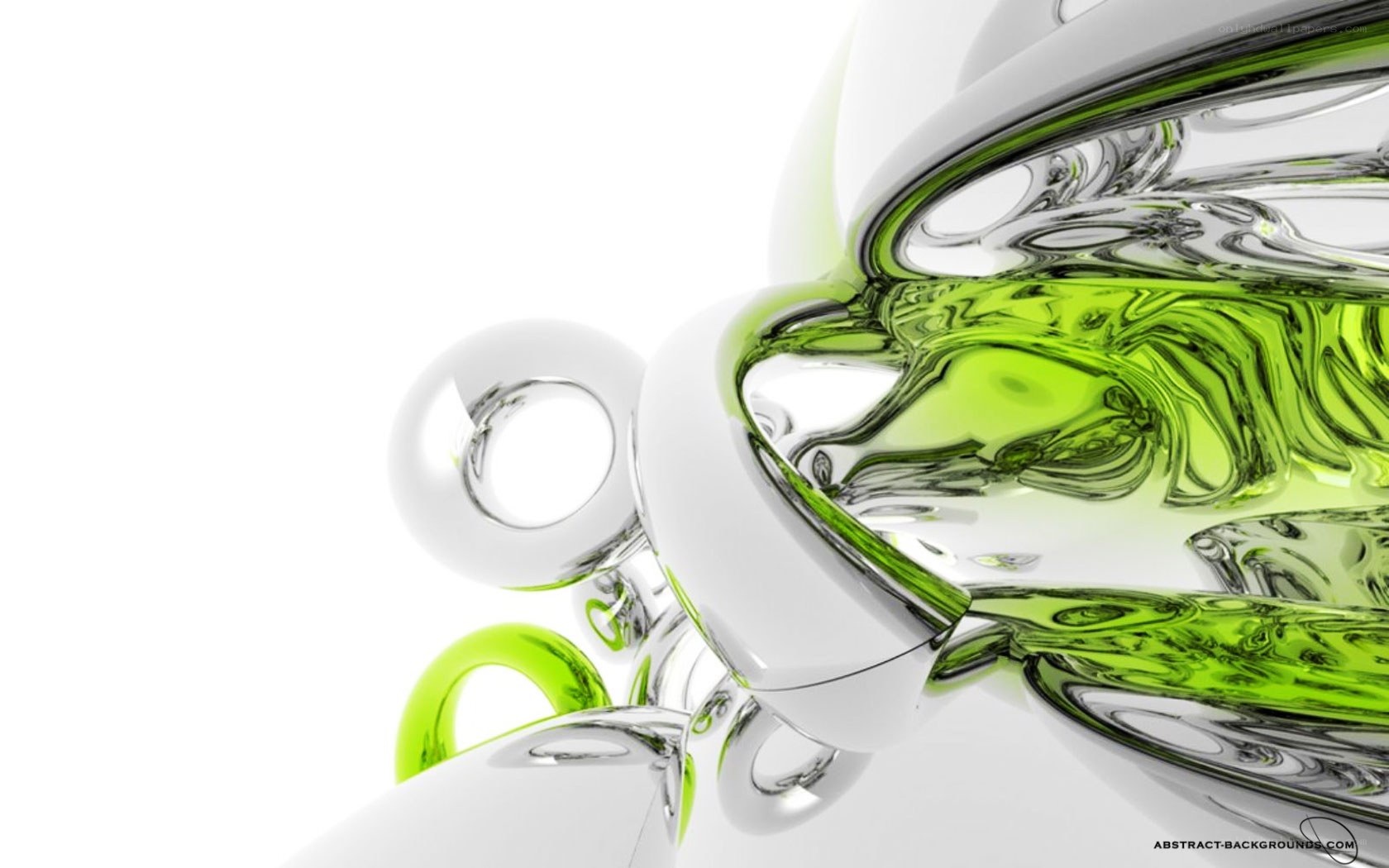 Abstract green and white fluid shapes
