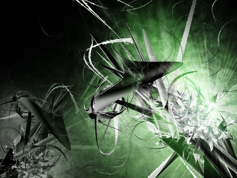 Abstract green and white fractal art
