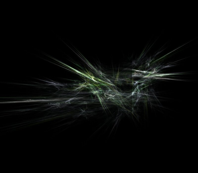 Abstract green and white fractal burst