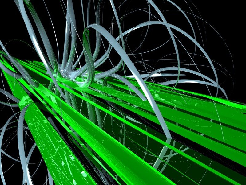 Abstract green and white lines