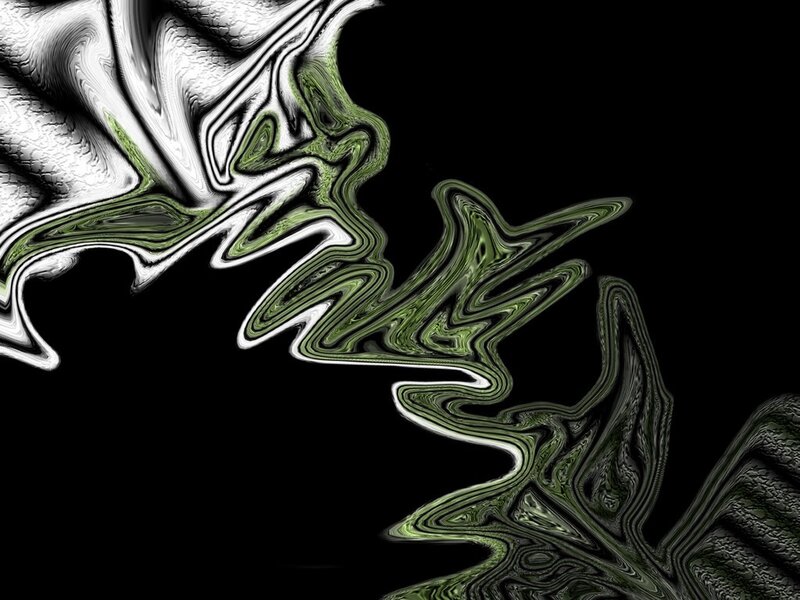 Abstract Green and White Swirls — Dynamic, Black Background